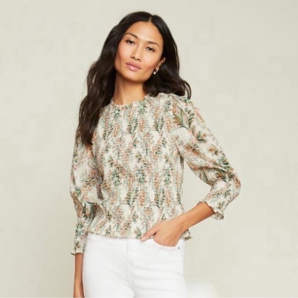 Trade/sell Veronica Beard Kali smocked top stone paisley EUC size small EUC💜🌺 - Picture 2 of 5